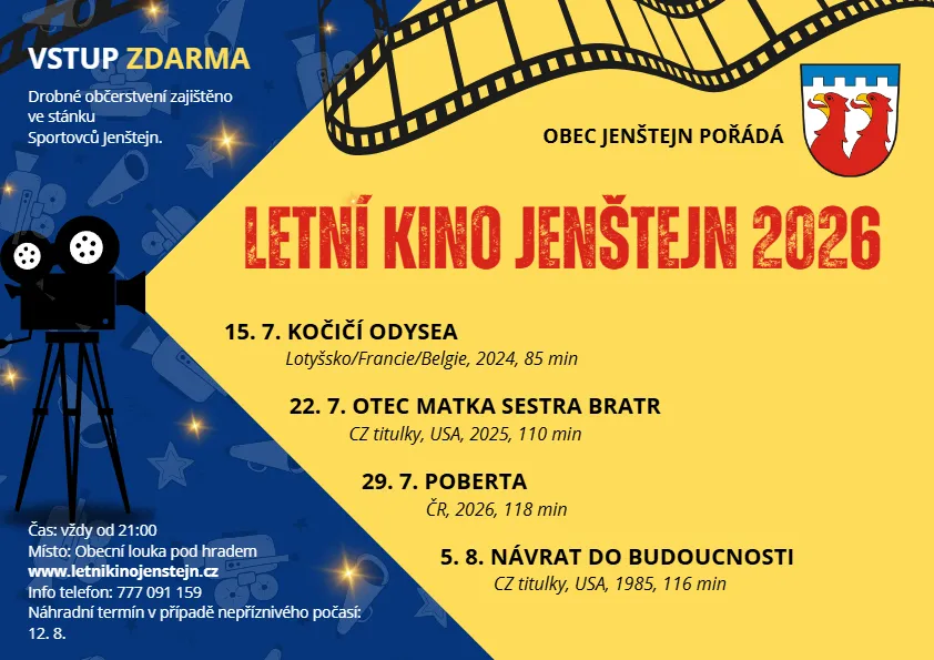 Letní kino Jenštejn 2026 - Program plakátu